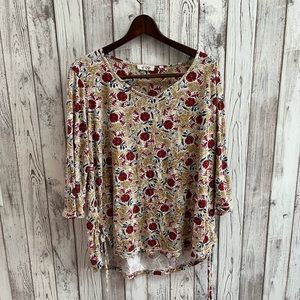 Fat Face top with rose pattern size 14